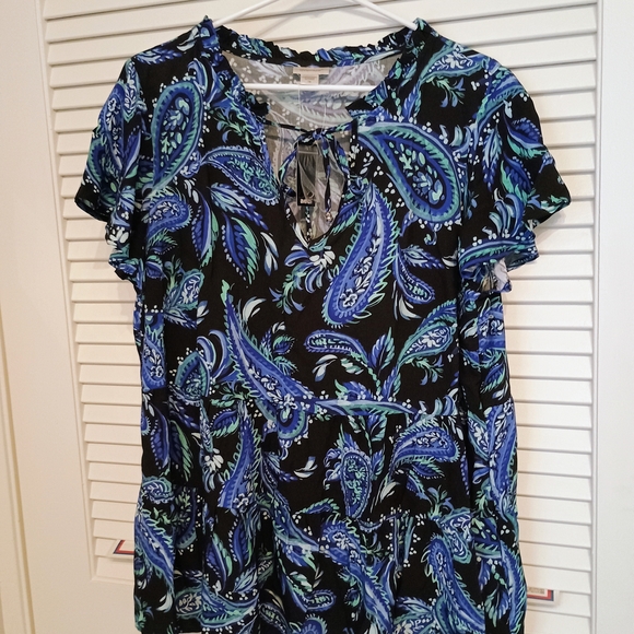 Avenue Tops - Avenue Blue and Black Paisley Blouse